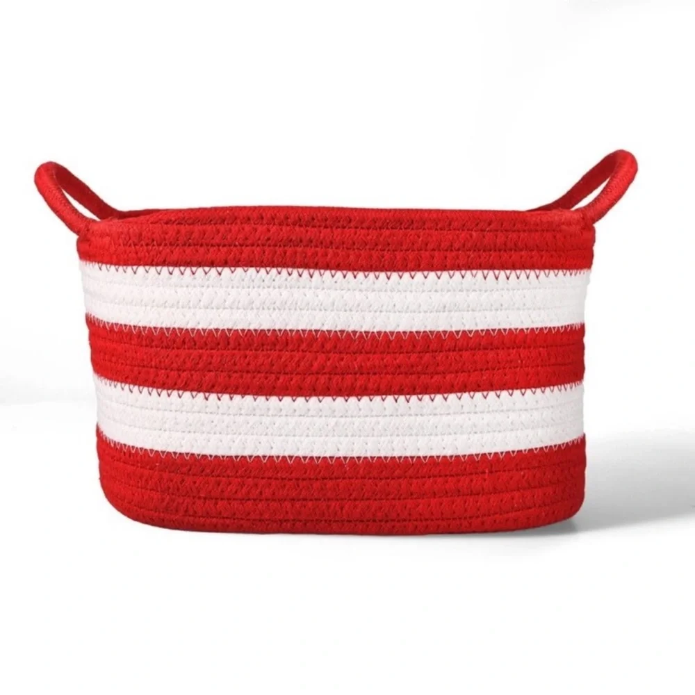 Target Bullseye Playground Red & White Striped Rope Basket, New